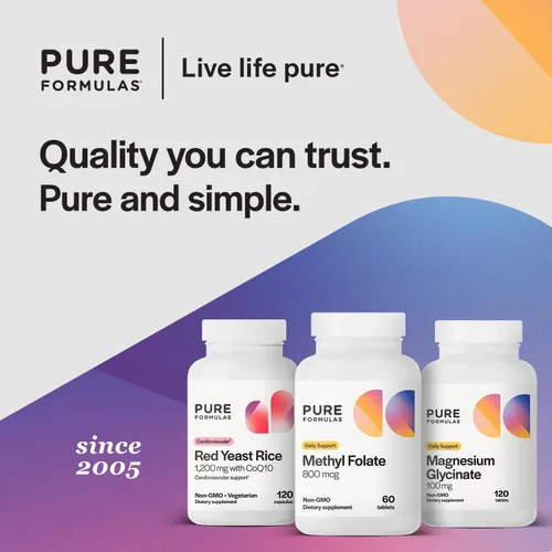 Miniatura 6 de PureFormulas Metilfolato 800 mcg - B9 activo (5-MTHF) para la salud cardiovascular, nerviosa y del estado de ánimo, tabletas vegetarianas sin OMG