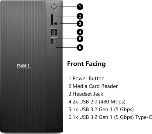 Miniatura 6 de Dell Computadoras de escritorio Pro 2026 para el hogar y la empresa, Copilot AI, procesador i3-14100 de 14ª generación, 8 GB DDR5 RAM, 512 GB PCIe