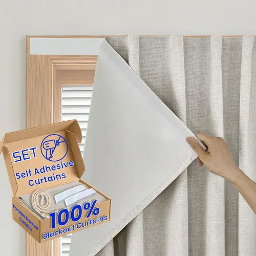 Miniatura 12 de Cortina opaca adhesiva, tratamiento completo de ventana de oscuridad para oficina en casa