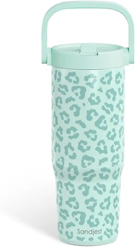 Miniatura 9 de SANDJEST Besties - Vaso de acero inoxidable con tapa para pajita de 30 onzas con asa de transporte para mujeres, niñas, mejores amigas, taza de café