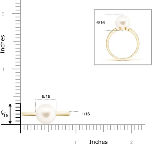 Miniatura 4 de Angara Anillo solitario de perlas cultivadas de agua dulce natural para mujeres, niñas en plata de ley, oro macizo de 14 quilates, regalo de joyería