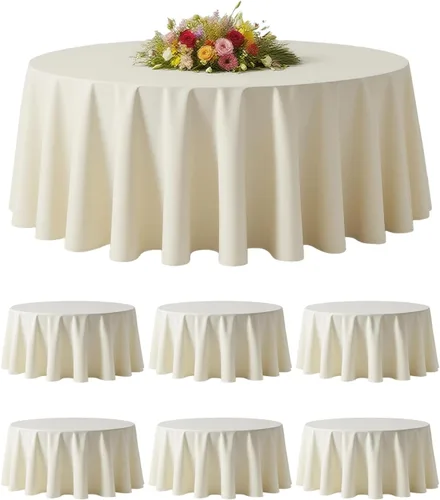 Miniatura 11 de BESTVIP Manteles redondos de poliéster de 60 pulgadas Se adapta a mesas de 20 a 48 pulgadas Funda decorativa lavable de tela para restaurantes