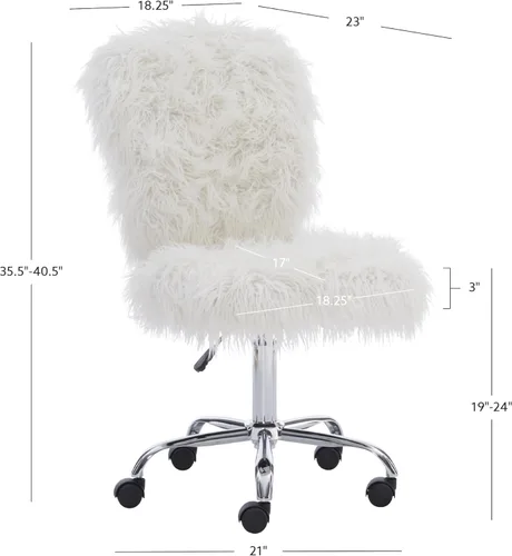 Miniatura 3 de Linon Cora Faux Flokati - Silla de oficina sin brazos, color blanco