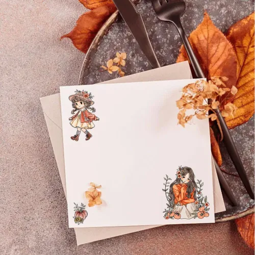Miniatura 5 de GLOBLELAND Sellos transparentes de otoño para hacer tarjetas, sellos transparentes para dama, sellos transparentes para manualidades, álbumes
