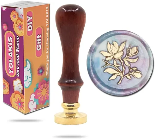 Miniatura 8 de Yolakis Lotus - Sello de cera - Sello de sellado de madera retro para sobres de boda e invitaciones