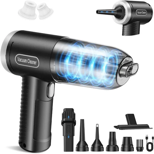 Aspiradora portátil inalámbrica para automóvil, 9000 Pa, mini aspiradora de mano de alta potencia con la mejor succión, soplador de aire 4 en 1,