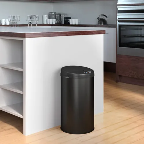 Miniatura 5 de iTouchless Cubo de basura de acero, perfecto para el hogar, cocina, oficina, cubo de basura con sensor sin contacto de 8 galones con sistema de Negro