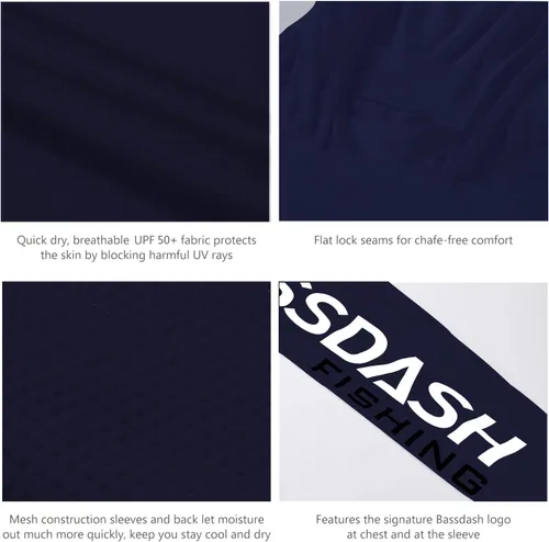 Miniatura 3 de BASSDASH UPF 50+ - Sudadera con capucha para hombre, protección solar UV, manga larga, rendimiento