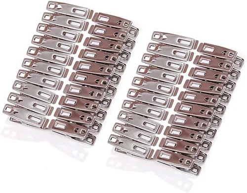 Miniatura 4 de Paquete de 40 alfileres de ropa de acero inoxidable resistentes, pinzas de ropa con revestimiento de goma antideslizante, pinzas de metal