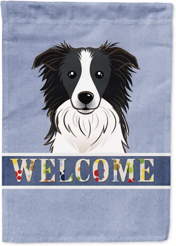 Caroline's Treasures BB1427GF Border Collie - Bandera de bienvenida para jardín, bandera azul para buzón, bandera decorativa para patio exterior,