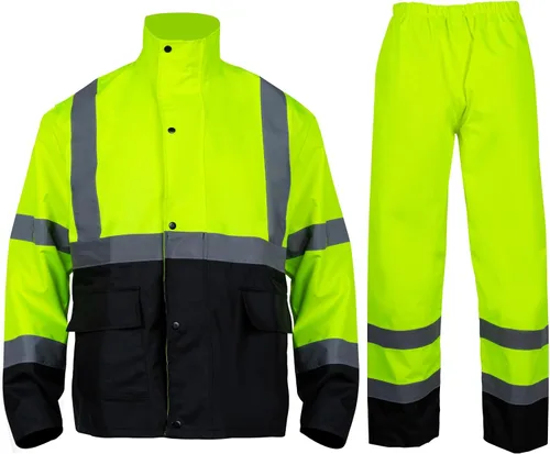 VENDACE Trajes de lluvia de alta visibilidad clase 3, equipo de lluvia para hombre, chaqueta de trabajo de lluvia de seguridad reflectante de alta