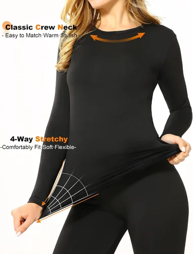 Miniatura 3 de ViCherub Conjunto de ropa interior térmica para mujer, capa base larga, forro polar, parte superior inferior