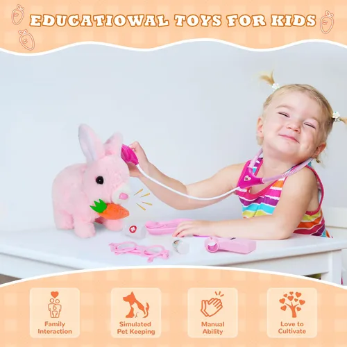 Miniatura 2 de Kit de médico para niñas - Conjuntos de juego veterinario para niños, juego de simulación de médico con jaula para mascotas y juguete de conejito