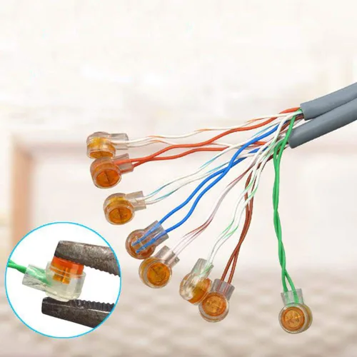 Miniatura 7 de BUYGOO 200 unids impermeable gel relleno naranja claro botón teléfono conectores UY empalme a tope conector K1 cable de red terminales