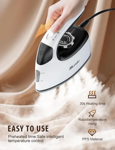 Miniatura 3 de Sundu Plancha Pequeña para Ropa con Vapor, Plancha de Viaje Portátil con Placa Antiadherente para Acolchado y Costura, 300 Orificios de Microvapor