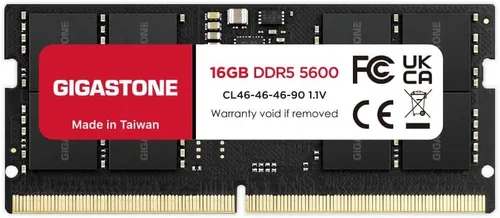 【Portátil DDR5 RAM solamente】GIGASTONE 16 GB DDR5 4800 MHz PC5-38400 CL 40-40-77 1.1 V SODIMM 262 pines sin búfer no ECC de alto rendimiento