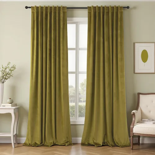 Miniatura 17 de Cortinas de terciopelo opacas para oscurecer la habitación de 63 pulgadas de largo para sala de estar, comedor, 2 paneles, privacidad pesada