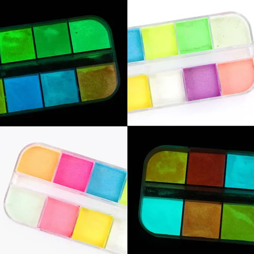 Miniatura 4 de Polvo luminoso de uñas de 12 colores, pigmento fluorescente holográfico, brillo holográfico, arte de uñas, diseño de polvo, suministros de uñas