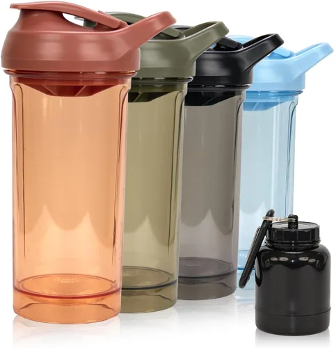 Miniatura 21 de Botella mezcladora de proteínas de 20 onzas, vasos mezcladores de proteínas a prueba de fugas para gimnasio, fitness y suplementos, material PETG