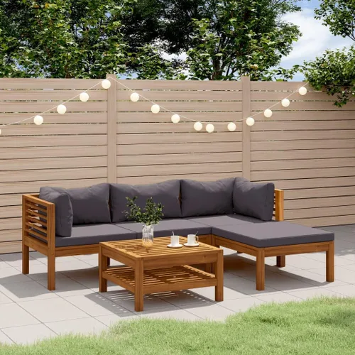 Miniatura 18 de 6 Piece Outdoor Patio Furniture Set, Modular Acacia Wood Garden Lounge Set with Weather Resistant Cushions, Cream Brown Modern Seating for Balcony