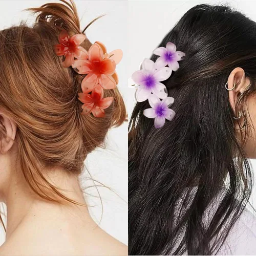 Miniatura 2 de AHONEY 6 pinzas de garra con flores, pinzas para el cabello lindas para mujeres, pinzas de sujeción fuerte, pinzas de garra para el cabello
