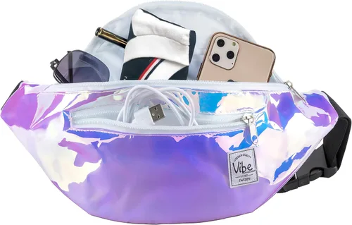 Miniatura 4 de Riñonera Vibe Festival Gear para hombre y mujer, muchos estampados, negro holográfico, plateado, dorado, bonita riñonera para festival rave