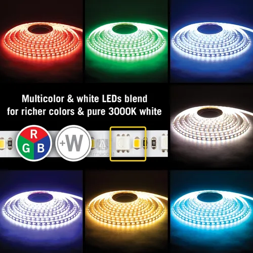 Miniatura 3 de Armacost Lighting RibbonFlex Pro - Cinta de luz LED multicolor y blanca de 60 + 60 LEDs/m, 8.2 pies (8.2 ft) (624210)