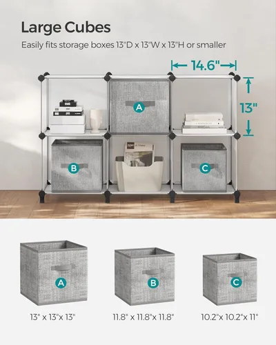 Miniatura 5 de SONGMICS ULPC206W01 - Organizador de almacenamiento de 6 cubos, estantería modular, organizadores de armario y almacenamiento, estantes apilables