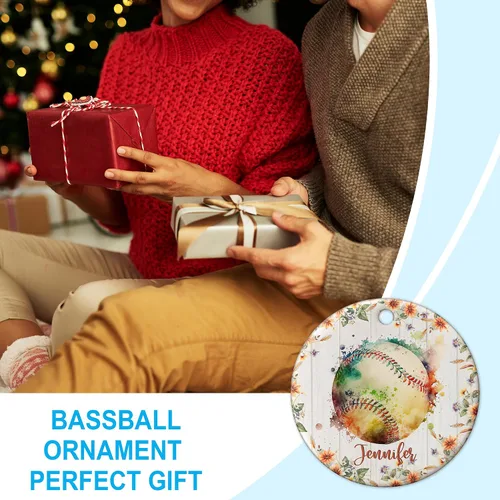 Miniatura 3 de Hyturtle Adorno de Navidad personalizado para amantes del béisbol, adorno de cerámica con nombre personalizado de Just A Girl Who Loves Baseball