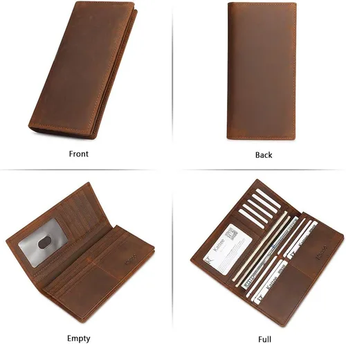 Miniatura 6 de Kattee cartera plegadiza clásica de cuero para hombre