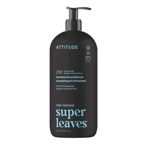 Miniatura 12 de ATTITUDE Champú y acondicionador 2 en 1 para hombre, nutritivo para cabello seco y cuero cabelludo, con pantenol y ginseng, 97% ingredientes