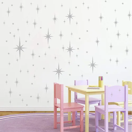 Miniatura 7 de Calcomanías de pared retro con diseño de estrella en explosión de estrellas, calcomanías de pared de estrellas atómicas, decoración moderna