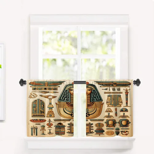 Miniatura 21 de Cortinas de cocina de hojas de arce otoñales para ventanas, hojas verdes y rojas sobre cenefas opacas negras, tratamientos de ventana de poliéster