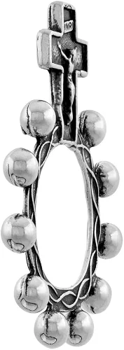 Miniatura 2 de 3 Styles Sterling Silver Rosary Ring One Mystery Single Decade Ring Rosary Plain and Rosebud Beads 1 1116 inch