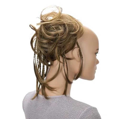 Miniatura 20 de CAISHA Prettyshop - Banda elástica grande XXL tipo postizo de cabello trenzado apenas ondulado, ideal para peinados recogidos o rodetes desaliñados