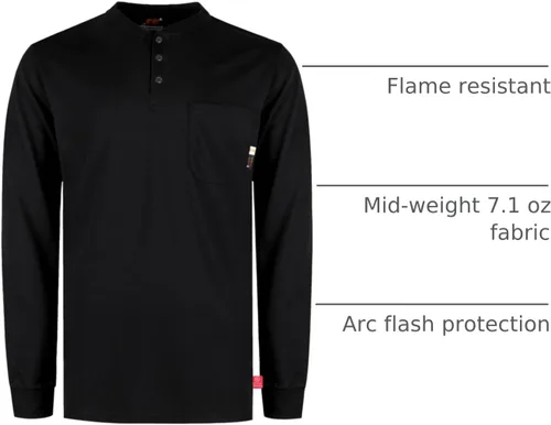 Miniatura 30 de KONRECO Camisas FR para hombre resistentes al fuego/ignífugo CAT2 7oz algodón dos tonos y camisa Henley