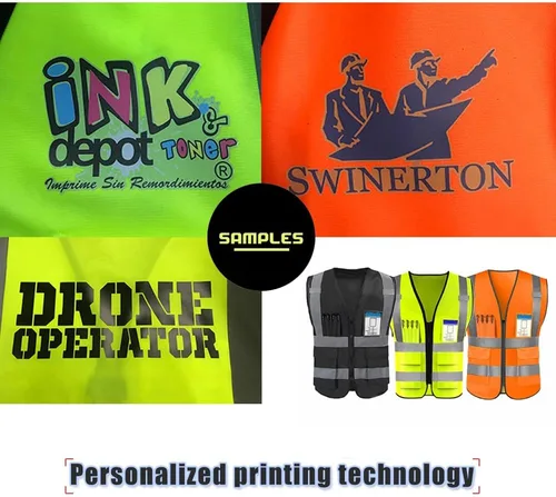 Miniatura 3 de Chaleco de seguridad de alta visibilidad reflectante, personaliza tu logotipo, ropa de trabajo de seguridad con tiras reflectantes y bolsillos A