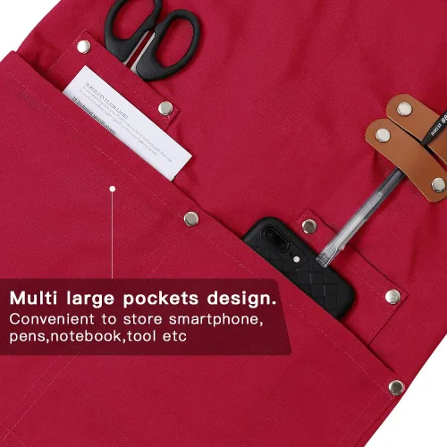 Miniatura 3 de Delantal de chef, delantal cruzado para hombres y mujeres con correas ajustables y bolsillos grandes, de lona, M - 2EG.