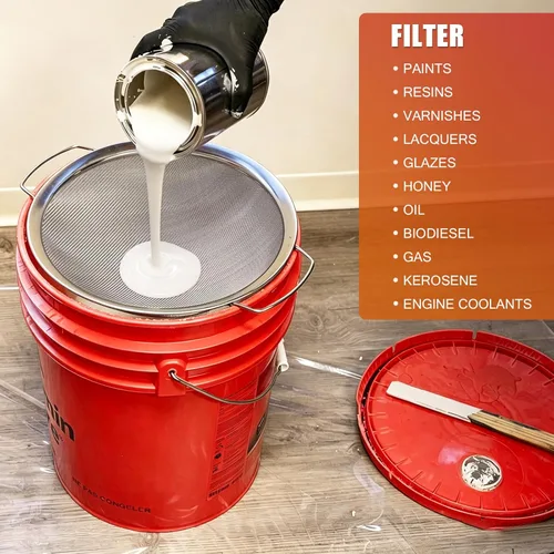 Miniatura 3 de Colador de Pintura de Malla Fina 60 Mallas de Acero Inoxidable Filtro de Pintura Emulsión Miel Embudo Cubierta de Filtro se Ajusta a Cubeta