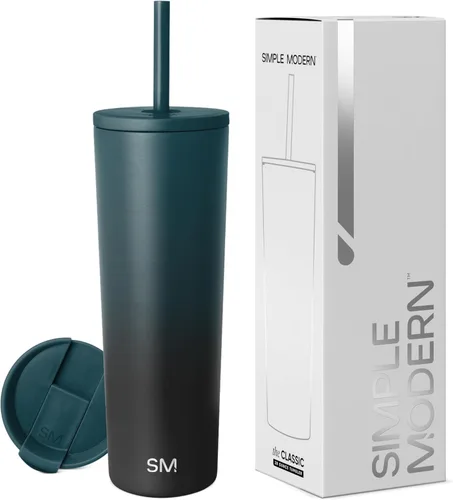 Miniatura 60 de Simple Modern- Vaso con aislamiento, c/tapa y pajilla Taza de viaje Botella de agua de ac. inox. reutilizable Unisex Colecc. Classic 24 oz