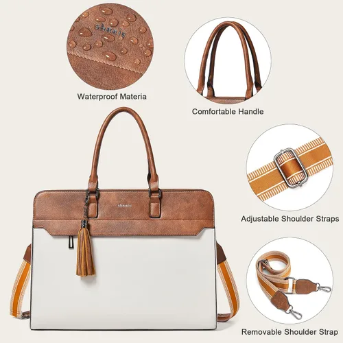 Miniatura 8 de Shrrie Bolsa para laptop de 17 pulgadas para mujer, bolsa de trabajo resistente al agua, maletín con bolso