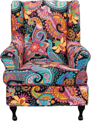Miniatura 24 de NILUOH Funda para silla Wingback, 2 piezas, fundas elásticas de elastano para silla con respaldo de ala, funda lavable para sillones con respaldo
