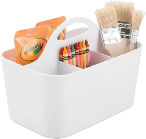 Miniatura 12 de mDesign Organizador portátil de plástico para manualidades, cesta dividida con asa, para manualidades, costura, suministros de arte, capacidad