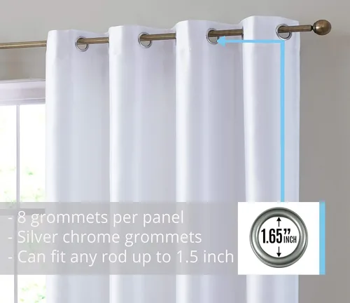 Miniatura 2 de HLC.ME Jefferson - Cortinas ligeras de seda sintética semitransparente con forro de microfibra y ojales para ventana de dormitorio, comedor y sala