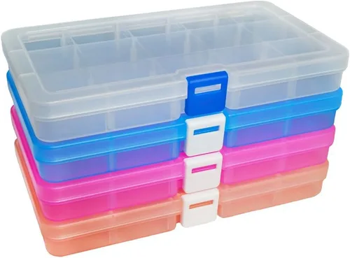 Miniatura 10 de DUOFIRE Recipiente organizador de plástico separador almacenador ajustable compartimento modular con tapa para joyas abalorios aretes herramientas