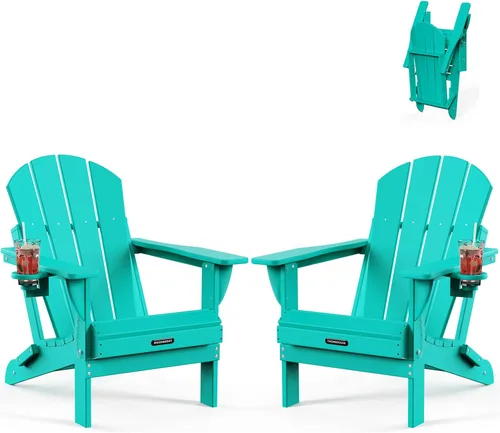 Miniatura 32 de MUCHENGHY Sillas Adirondack plegables, sillas de patio, sillas de césped, silla para exteriores, silla Adirondack de plástico, hoguera, resistente a