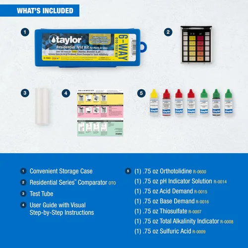 Miniatura 4 de Taylor Swimming Pool & Spa Kit para prueba de pH, cloro y bromo en agua 4-en-1 K-1003