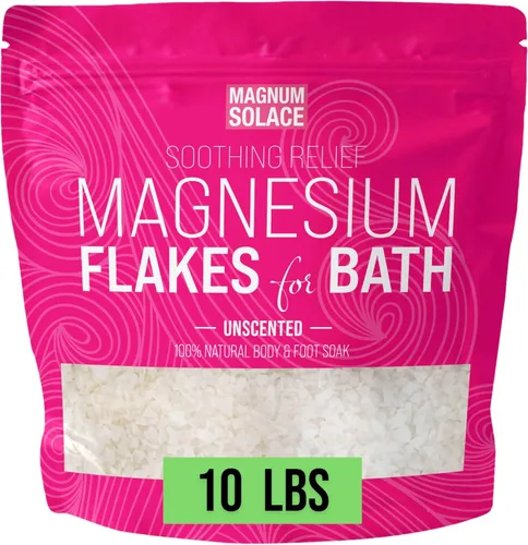 Copos de magnesio para baño, escamas de cloruro de magnesio orgánico puro, sin perfume, 10 libras