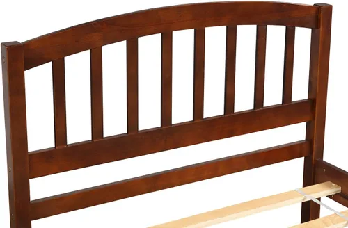 Miniatura 7 de Harper & Bright Designs Cama individual con cama nido, cama individual de plataforma de madera con cabecera y base de colchón estribo, fuerte