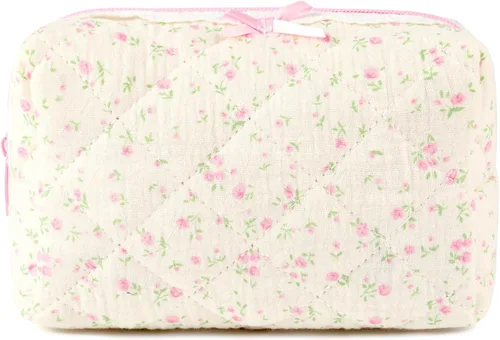 Miniatura 9 de SOIDRAM Bolsa de maquillaje de felpa para cosméticos, bonita bolsa de maquillaje estética, bolsa de maquillaje azul, bolsa de aseo de viaje
